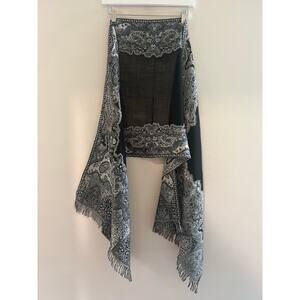 Women's Elegant Long Shawl Scarf Black & Gray 72" x 21" JL